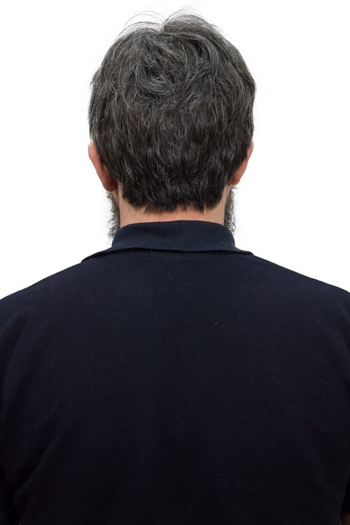 Erkek Protez Tül Peruk Koyu Kestane %35 Beyazlı