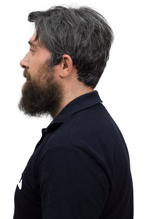 Erkek Protez Tül Peruk Siyah %35 Beyazlı