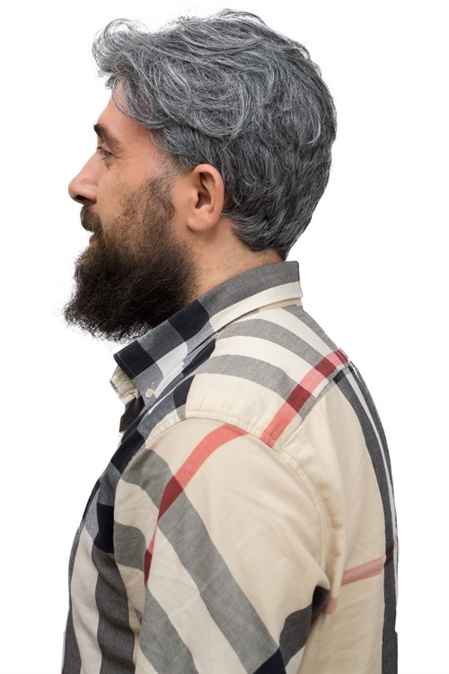 Erkek Protez Tül Peruk Siyah %60 Beyazlı