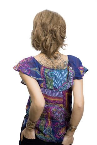 Messy Bob Orta Boy Tül Kadın Medikal Peruk Açık Karamel Renk