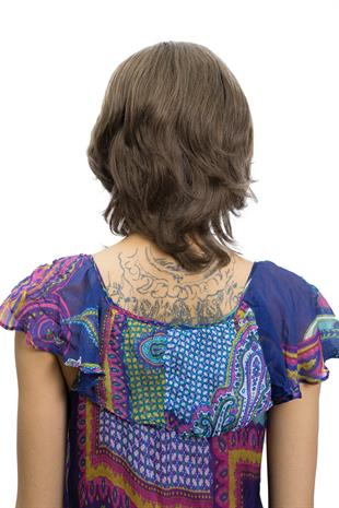 Messy Bob Orta Boy Tül Kadın Medikal Kumral Peruk