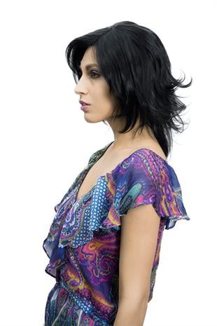 Messy Bob Orta Boy Tül Kadın Medikal Peruk Siyah