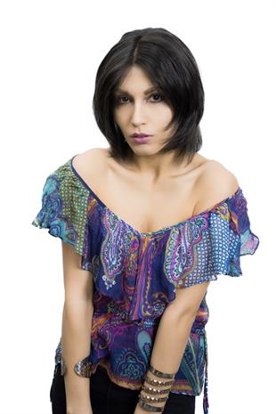 Messy Bob Orta Boy Tül Kadın Medikal Peruk Koyu Kestane