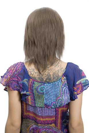 Messy Bob Orta Boy Tül Kadın Medikal Peruk Açık Kumral