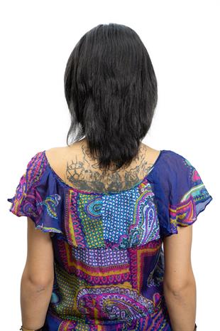 Messy Bob Orta Boy Tül Kadın Medikal Peruk Koyu Kestane