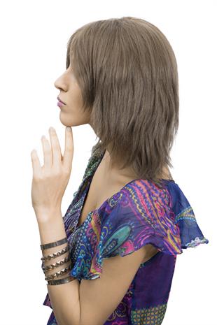 Messy Bob Orta Boy Tül Kadın Medikal Peruk Açık Kumral