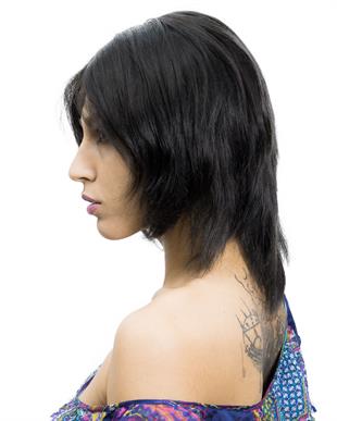 Messy Bob Orta Boy Tül Kadın Medikal Peruk Koyu Kestane