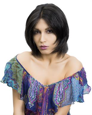 Messy Bob Orta Boy Tül Kadın Medikal Peruk Koyu Kestane