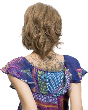 Messy Bob Orta Boy Tül Kadın Medikal Peruk Açık Karamel Renk