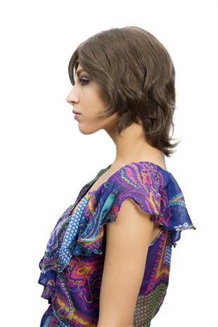 Messy Bob Orta Boy Tül Kadın Medikal Kumral Peruk