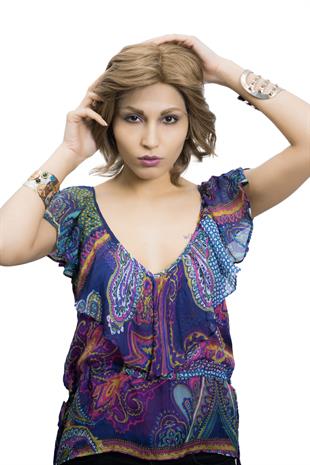 Messy Bob Orta Boy Tül Kadın Medikal Peruk Açık Karamel Renk