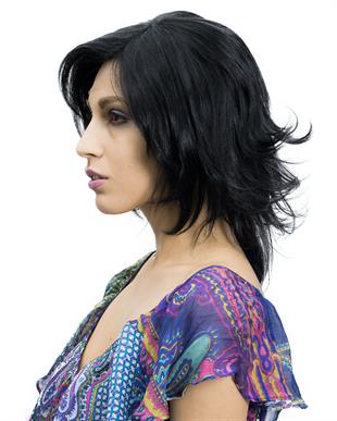 Messy Bob Orta Boy Tül Kadın Medikal Peruk Siyah