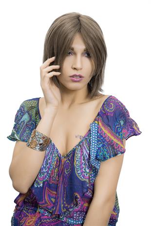 Messy Bob Orta Boy Tül Kadın Medikal Peruk Açık Kumral