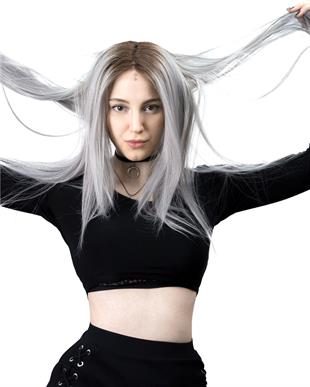 Natali Kadın Medikal Peruk Koyu Kahve Gray Ombreli