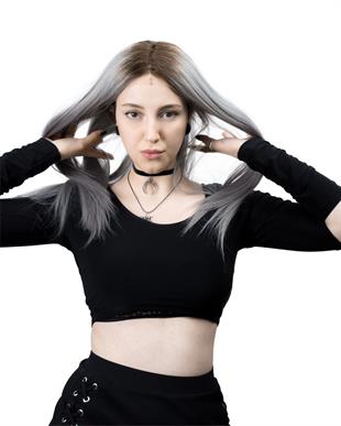 Natali Kadın Medikal Peruk Koyu Kahve Gray Ombreli