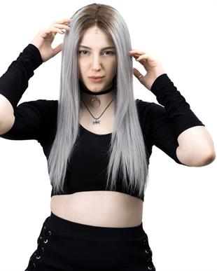 Natali Kadın Medikal Peruk Koyu Kahve Gray Ombreli