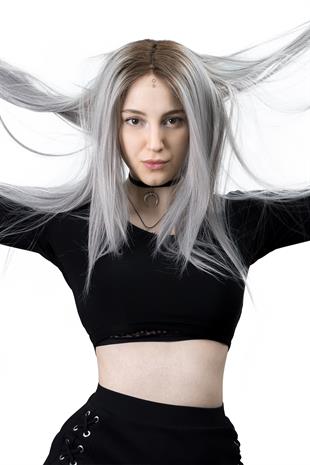 Natali Kadın Medikal Peruk Koyu Kahve Gray Ombreli