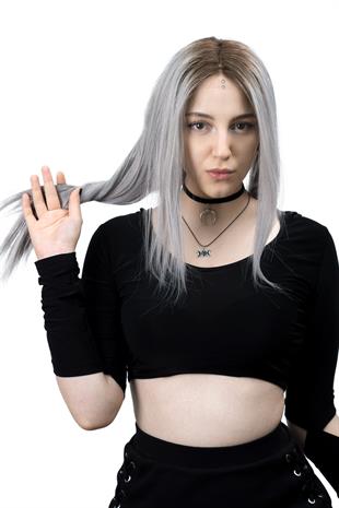 Natali Kadın Medikal Peruk Koyu Kahve Gray Ombreli