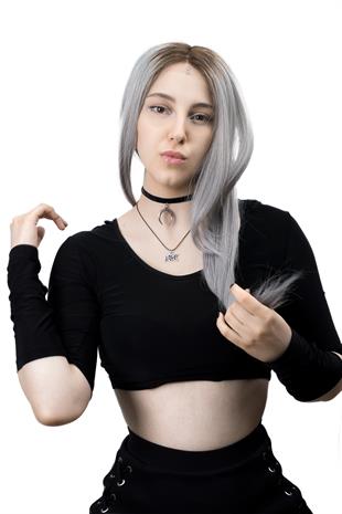 Natali Kadın Medikal Peruk Koyu Kahve Gray Ombreli