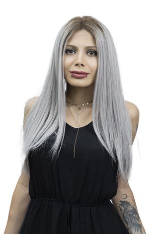 S-Well Medikal Tül Peruk Angel Plus Koyu Kestane Gri Ombreli