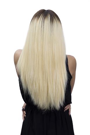 S-Well Medikal Tül Peruk Angel Plus Koyu Kestane Platin Sarı Ombreli