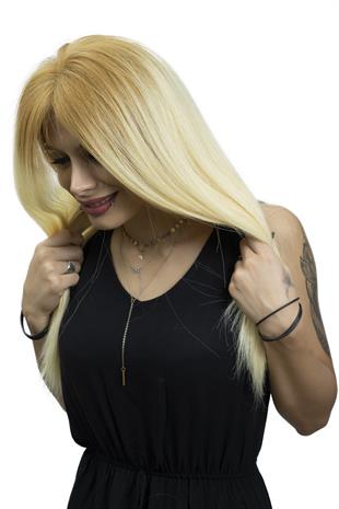 S-Well Medikal Tül Peruk Angel Plus Karamel Platin Sarı Ombreli