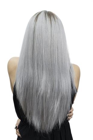 S-Well Medikal Tül Peruk Angel Plus Koyu Kestane Gri Ombreli