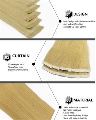 Walker Tape Beautify Pro-Flex II Hair Extension - Bant Kaynak Bandı (4 cm x 0,8 cm) 120 Adet