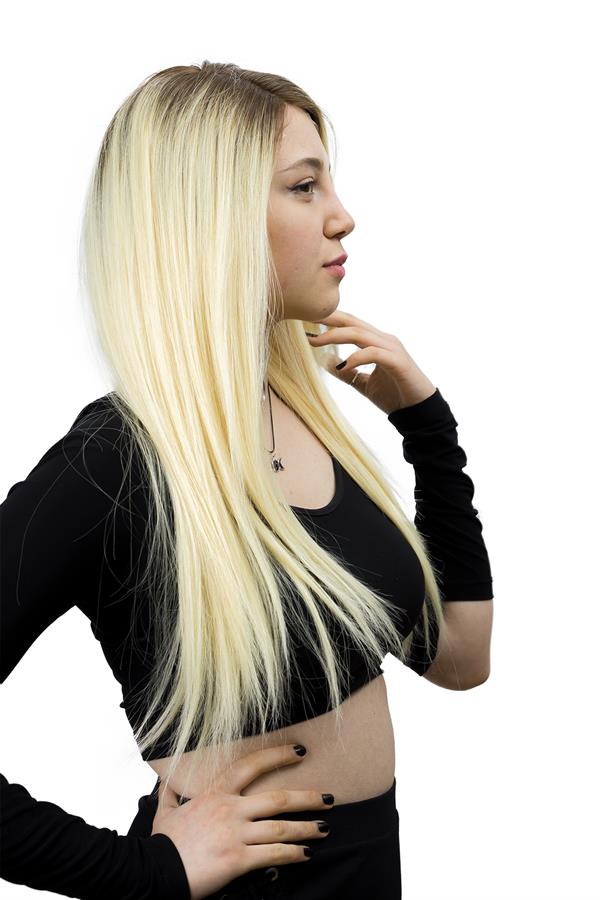 S-Well®Natali Kadın Medikal Peruk S-Well Pixie Kadın Kısa Medikal Peruk Modeli Koyu Kumral & Sarı Ombreli Renk