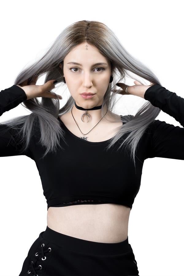 S-Well®Natali Kadın Medikal Peruk S-Well Pixie Kadın Kısa Medikal Peruk Modeli Koyu Kahve & Gray Ombreli