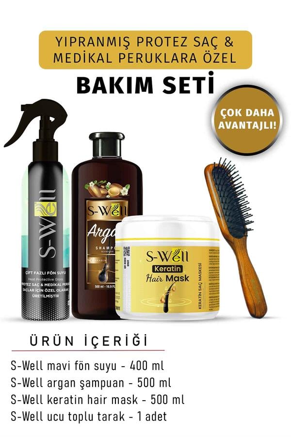 S-Well®Protez Saç Bakım Seti 4 in 1 YIPRANMIŞ SAÇLARA ÖZEL True Tape Protez Saç Bakım Seti 4 in 1 MEGA PLUS