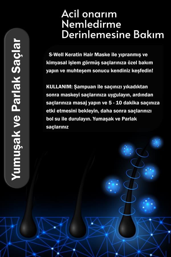 S-Well®S-Well Keratin Hair Mask Yoğunlaştırılmış Saç Bakım Kremi 