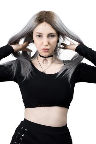 S-Well®Natali Kadın Medikal Peruk S-Well Pixie Kadın Kısa Medikal Peruk Modeli Koyu Kahve & Gray Ombreli