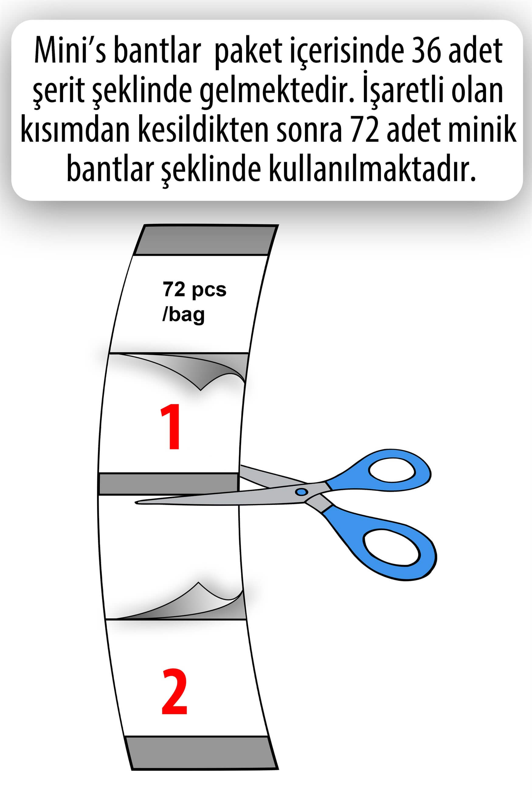 Walker Tape Duo-Tac Mini's™ Protez Saç Bandı Oval 3/4″ x 3″ (1,90 x 7,62 cm) 36 Adet
