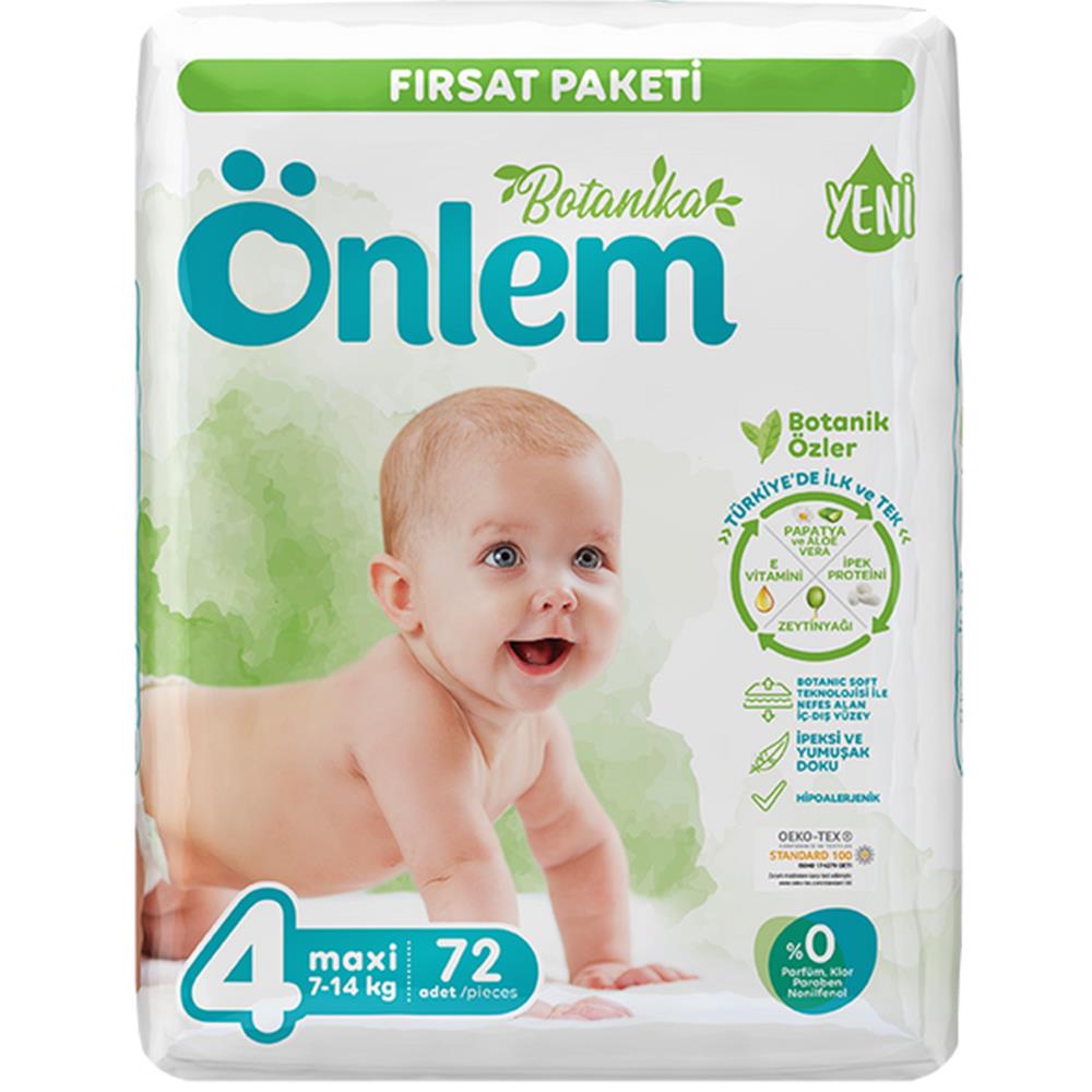 Önlem Bebek Bezi Botanika Beden:4 (4-9KG) Maxi 72 Adet Fırsat PkBEBEK BEZİÖNLEMO8697405348183