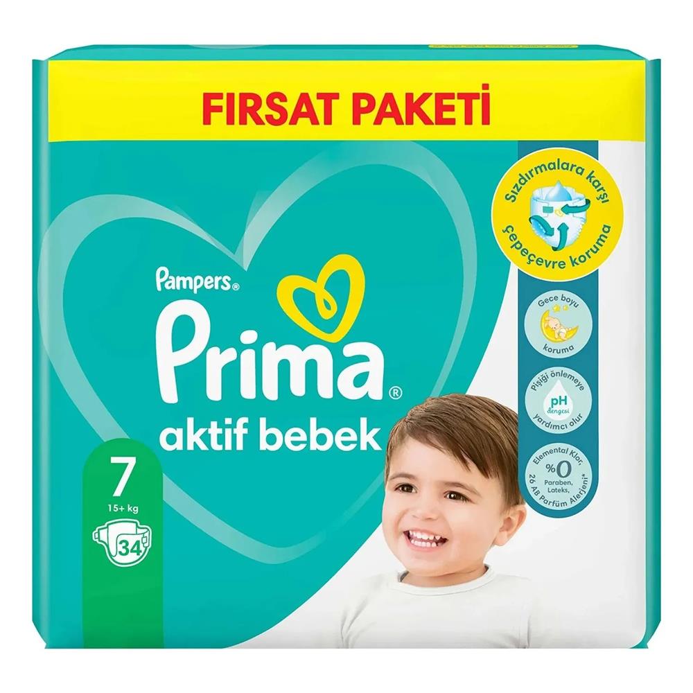 PRİMA FIRSAT PAKETİ 7 No. 15+ KG 34 LÜBEBEK BEZİPRİMAPRM7