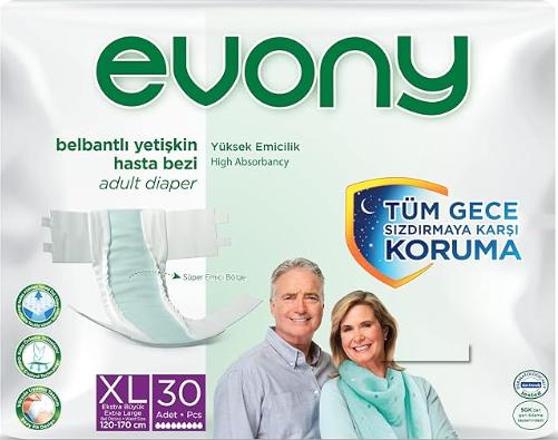 EVONY YETİŞKİN BEZİ XL 30'LUHASTA BAKIM ÜRÜNLERİEVONY50004771