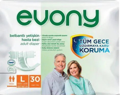 EVONY YETİŞKİN BEZİ L 30'LUHASTA BAKIM ÜRÜNLERİEVONY50004772