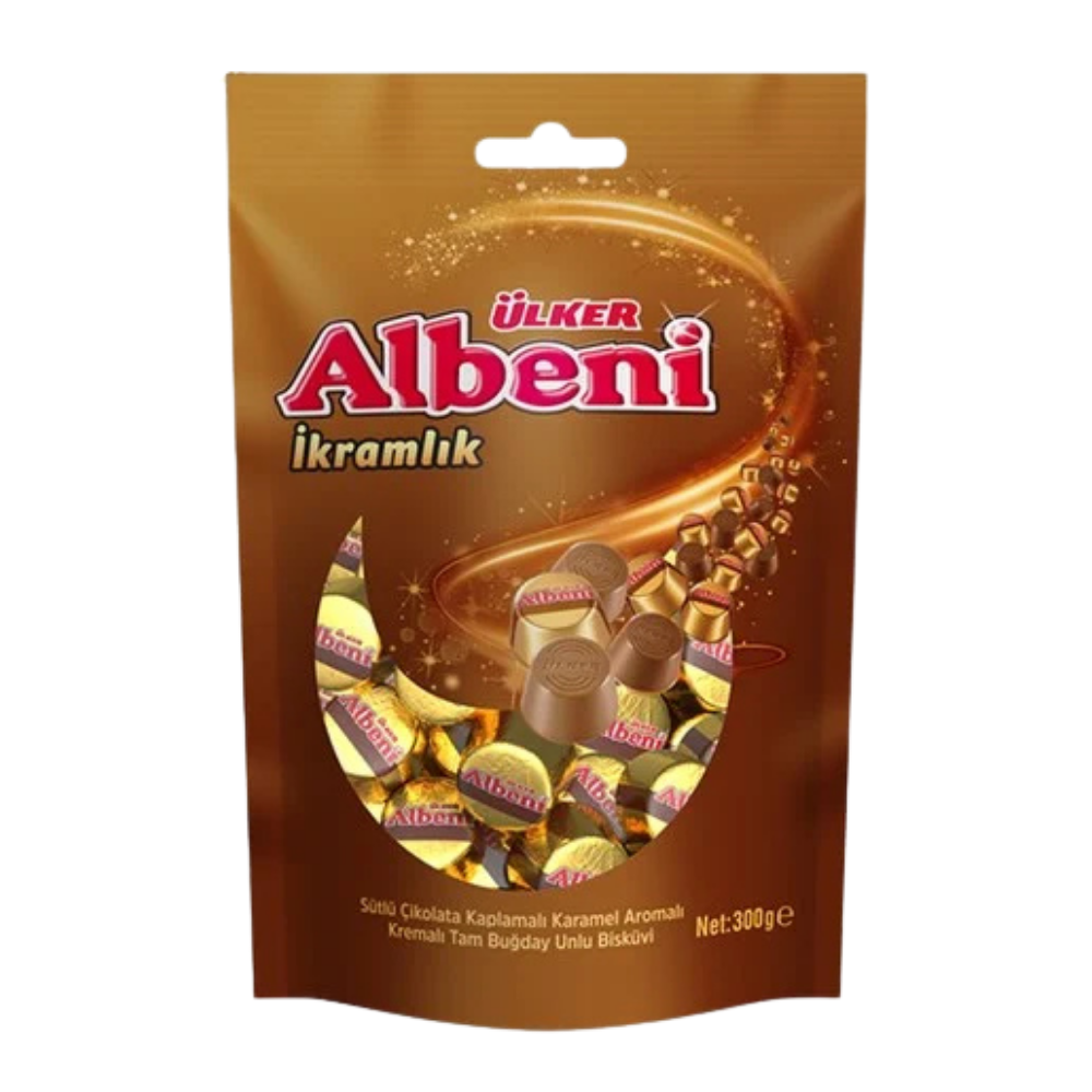 ÜLKER ALBENİ KARAMEL DOLGULU İKRAMLIK POŞET 300 GRHEDİYELİK ÇİKOLATAÜLKER187309