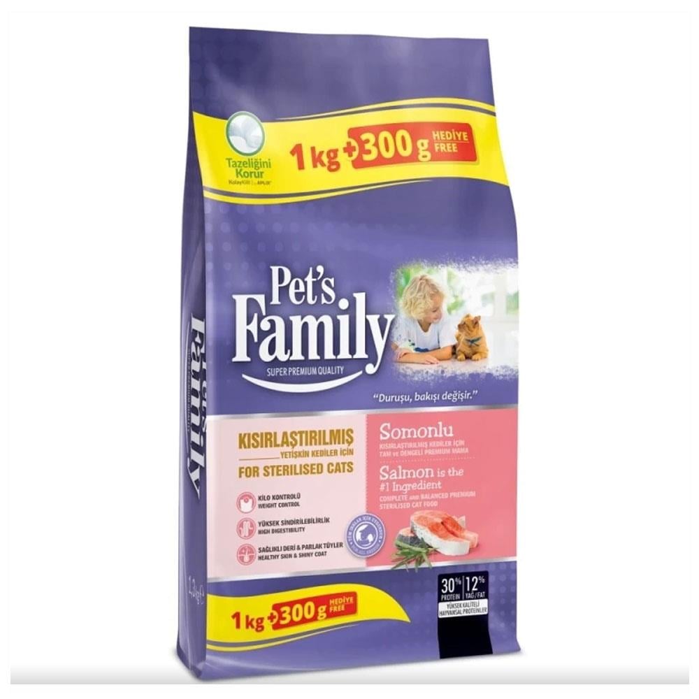 PET‘S FAMILY KISIRLAŞTIRILMIŞ YETİŞKİN KEDİLER İÇİN SOMONLU MAMA 1300 GRMAMAPETS FAMİLİY315-063