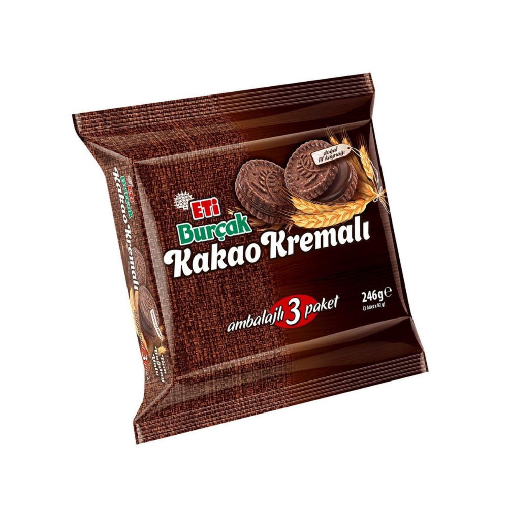 ETİ BURÇAK KAKAOLU KREMALI 3‘LÜ 246 GRTATLI BİSKÜVİETİ1539400