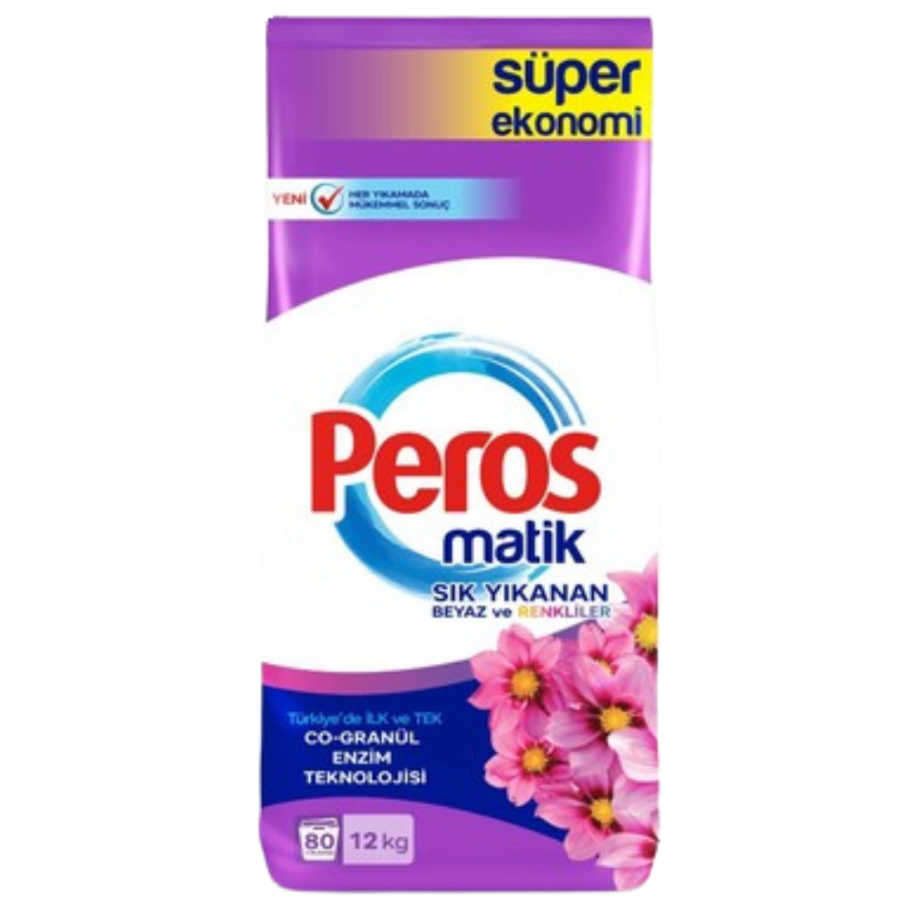PEROS SIK YIKANAN BEYAZ VE RENKLİLER YILDIZ ÇİÇEĞİ 12 KGTOZ DETERJANPEROSTMPR120010