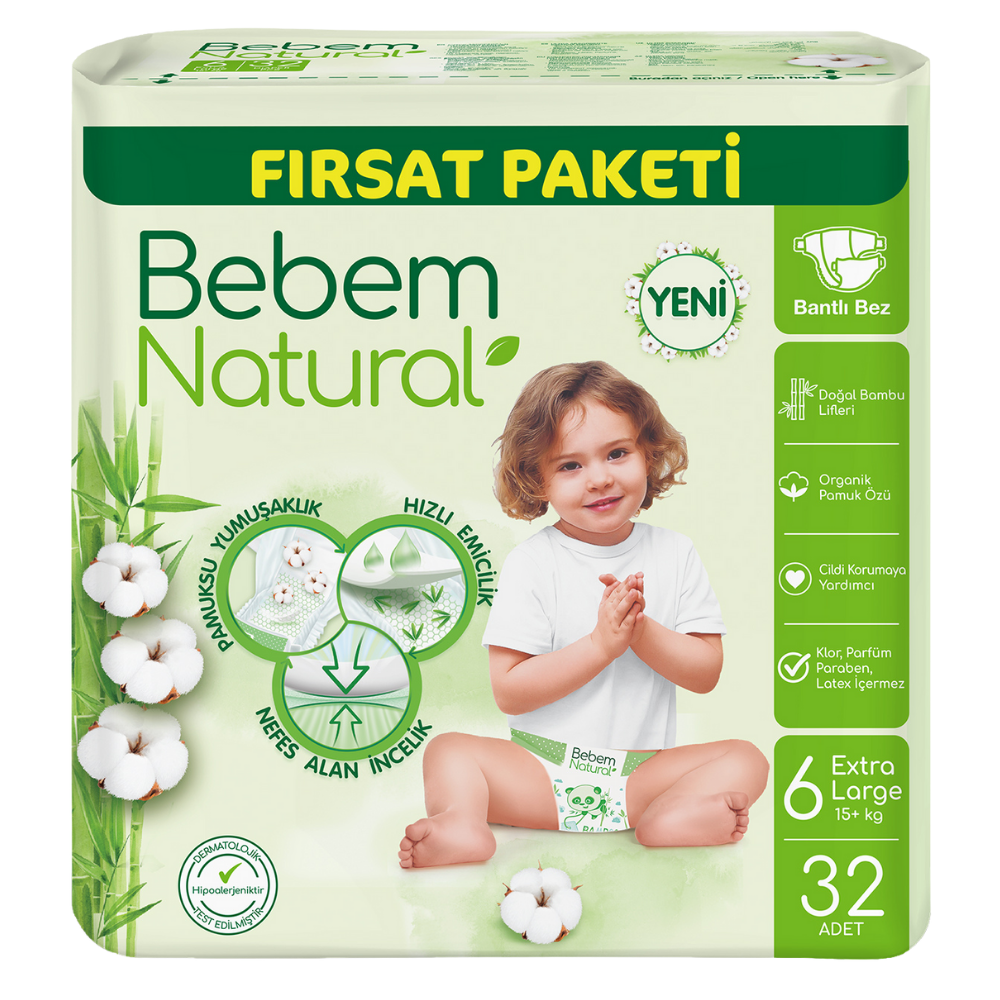BEBEM NATURAL E.LARGE 6 NUMARA 32 ADETBEBEK BEZİBEBEM NATURAL50000566