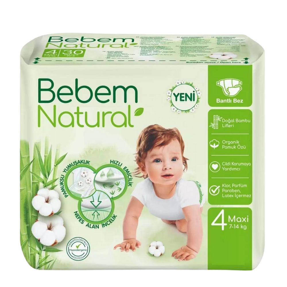 BEBEM NATURAL 4 MAXİ 7-14 KG 52'LİBEBEK BEZİBEBEM NATURAL50000575