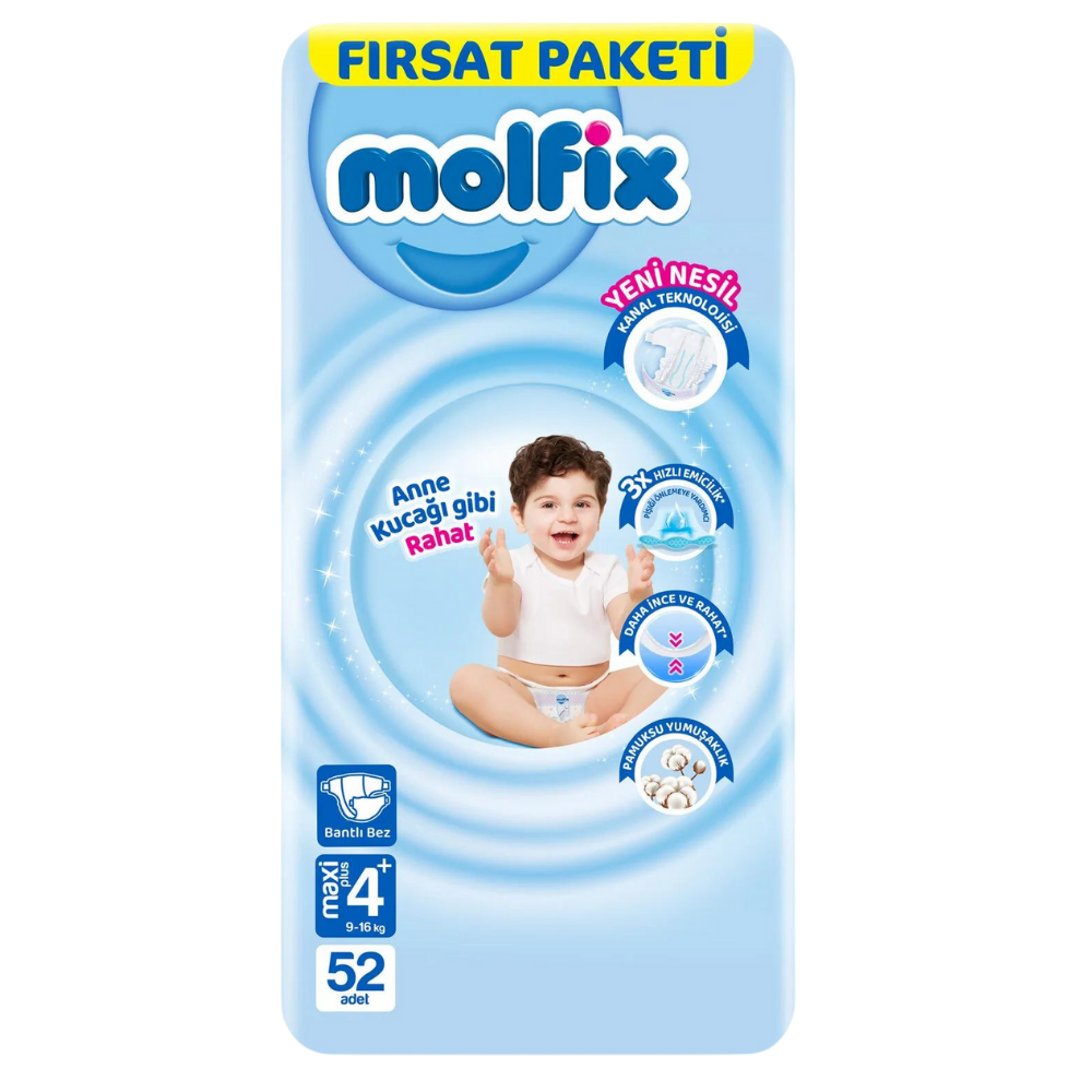 MOLFİX FIRSAT PAKET 9-16 KG 52 Lİ MAXİ PLUS +4BEBEK BEZİMOLFİX50000748