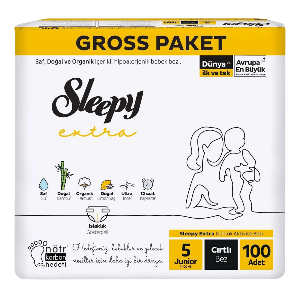 SLEEPY EXTRA CIRTLI BEZ 5 NUMARA 11-20 KG 100'LÜBEBEK BEZİSLEEPY402-28006247