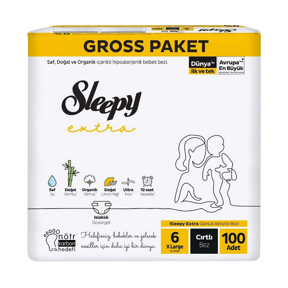 SLEEPY EXTRA CIRTLI BEZ 6 NUMARA 15-27 KG 100'LÜBEBEK BEZİSLEEPY402-28006248