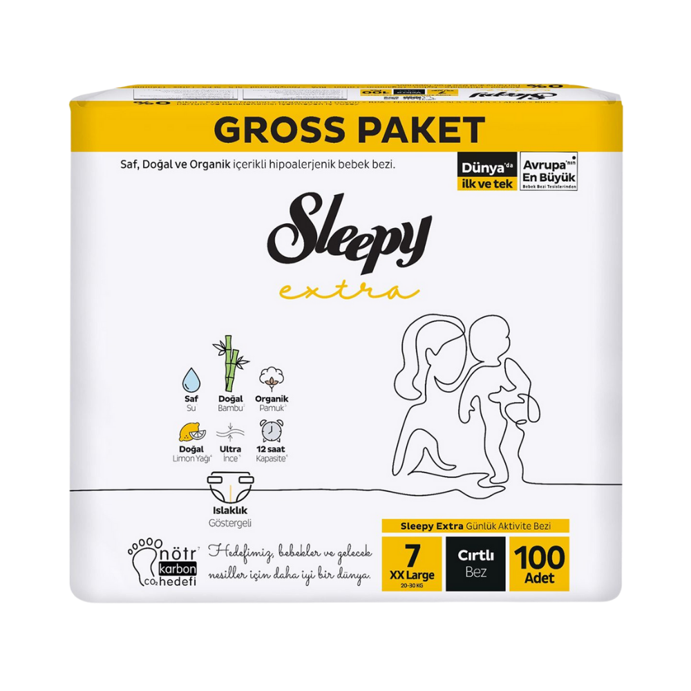 SLEEPY EXTRA CIRTLI BEZ 7 NUMARA 20-30 KG 100'LÜBEBEK BEZİSLEEPY402-28006249