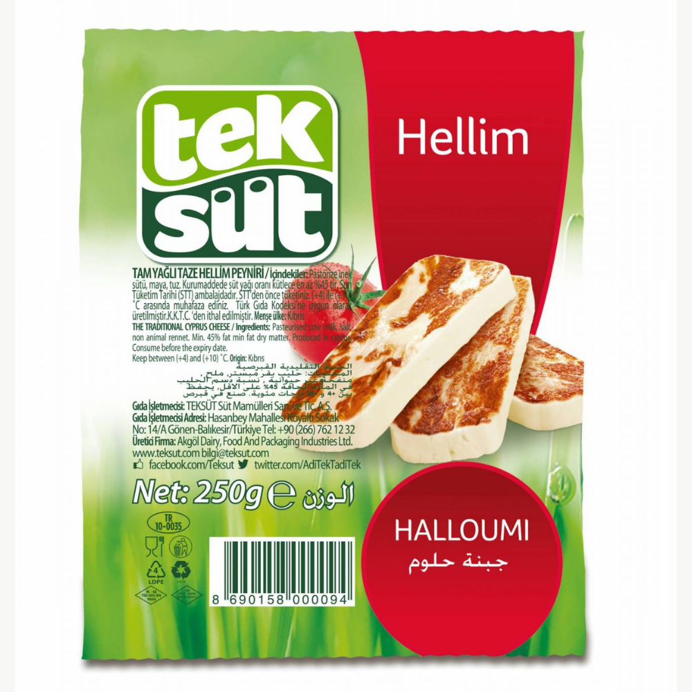 TEKSÜT HELLİM PEYNİRİ 250 GRBEYAZ PEYNİRTEKSÜT152.01.18.1801.00250