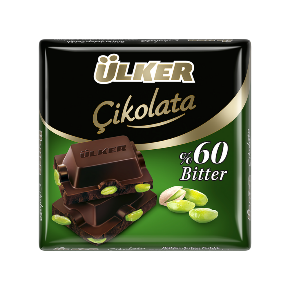 ÜLKER KARE ÇİKOLATA A.FISTIKLI BİTTER 65 GRBİTTER ÇİKOLATAÜLKER0157605